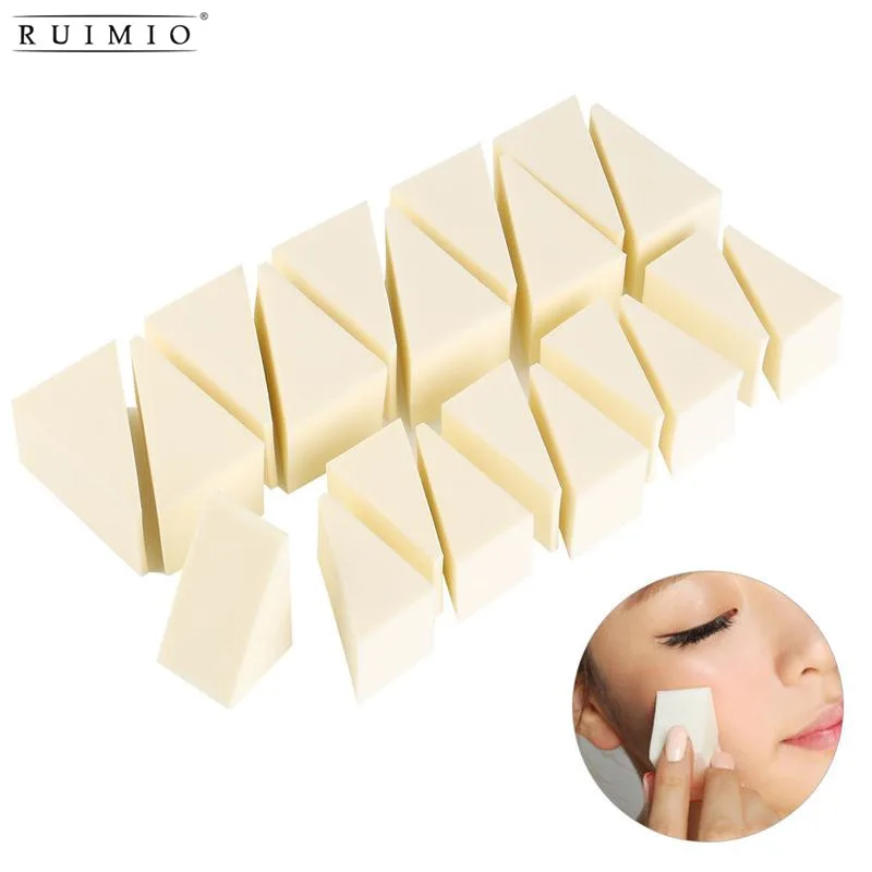 

RUIMIO 20pcs Women Facial Foundation Cosmetic Puffs Functionality Makeup Beauty Triangle Powder Puff Sponge Wedges Smooth Shape