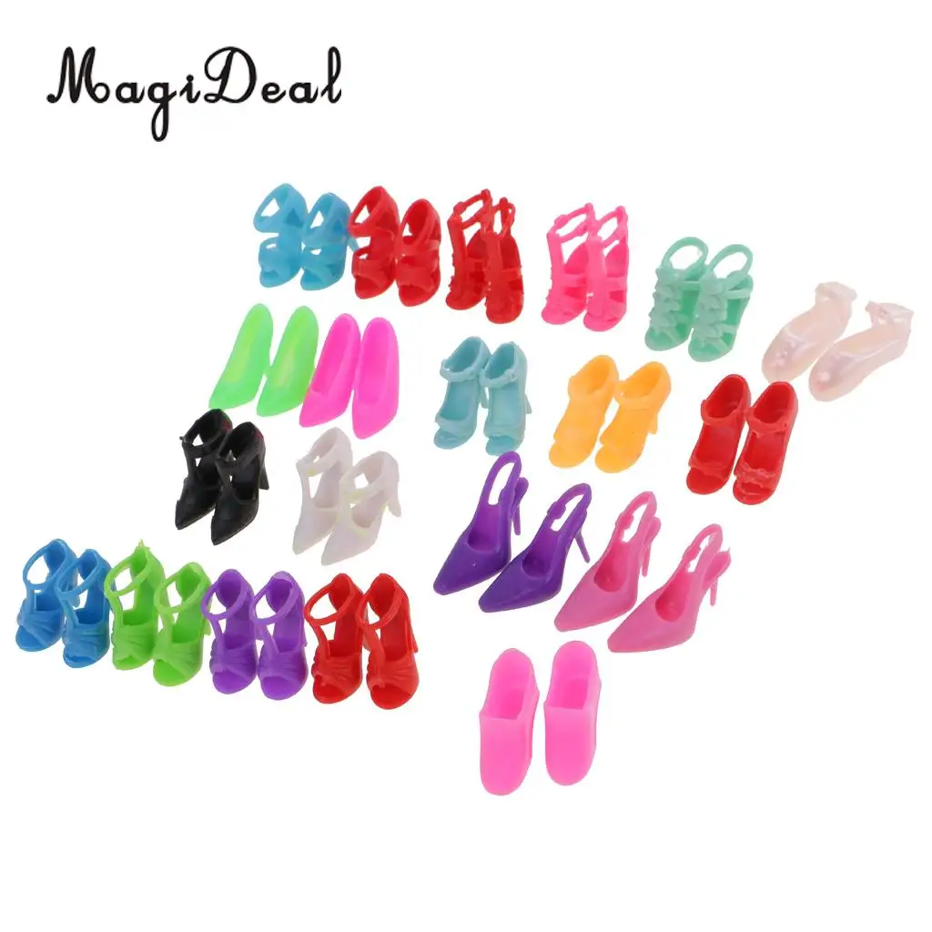 MagiDeal Colorful 20 Pairs 2cm PVC Doll Boots Shoes High Heel Sandals for Dolls Dollhouse Decoration Children Girls Cute Toy