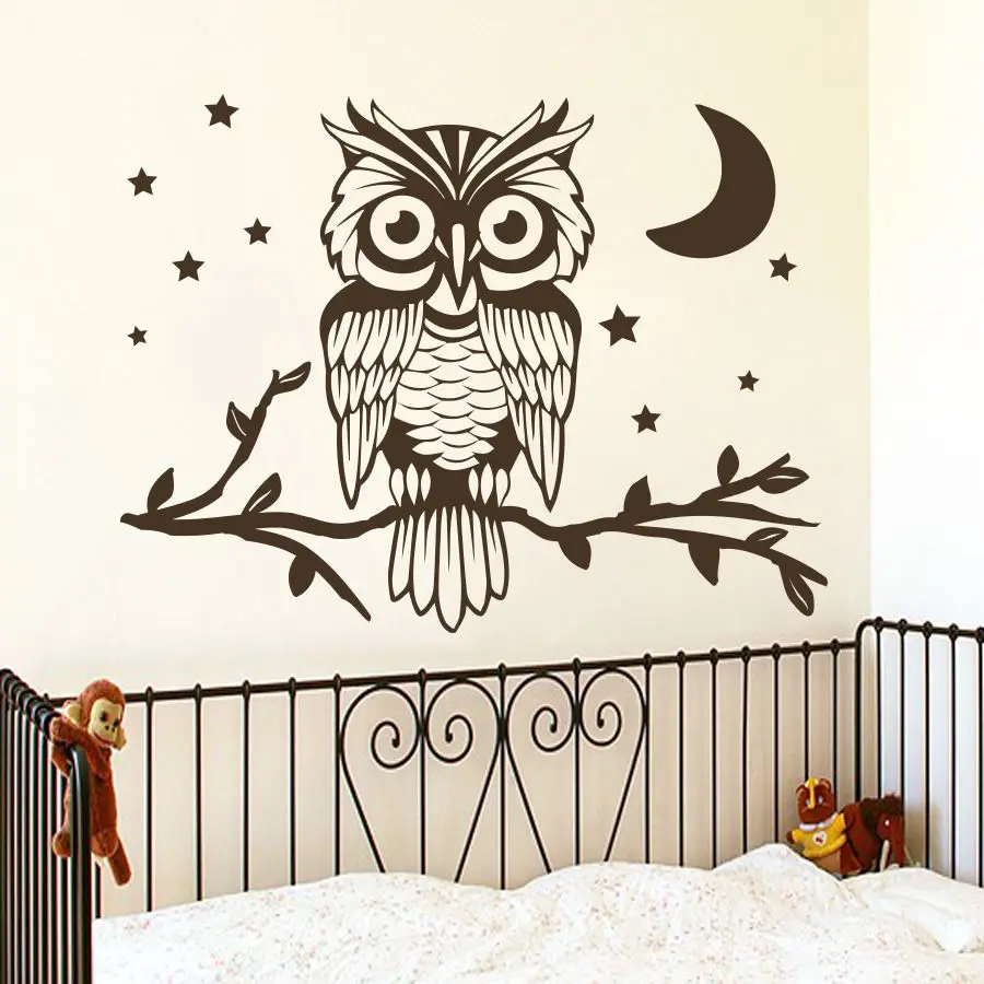 

Wall Decals Owl On Tree Branch Decal Nursery Room Decor Star Sticker Vinyl