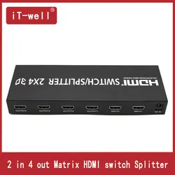 Матрица переключатель HDMI сплиттер Поддержка 2 компьютеров доля 4 HDMI устройств Поддержка s HDMI 3D 1080 P 4 К x 2 К