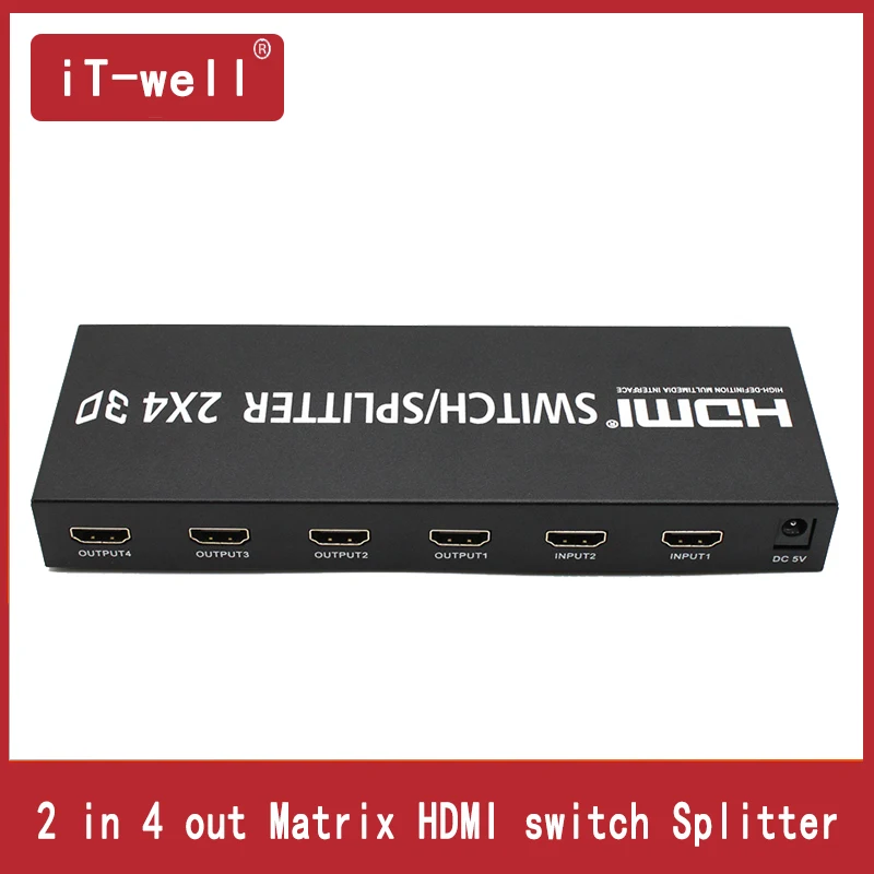 Matrix HDMI switch Splitter support 2 computers share 4