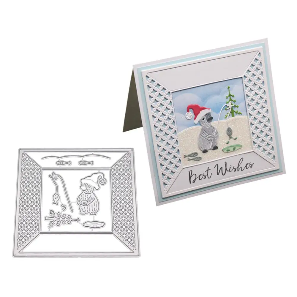 

Tree Seal Fishing Frame Metal Cutting Dies Scrapbooking Album Paper DIY Card Decoration Craft Dies Embossing Dies Cut 2019 New
