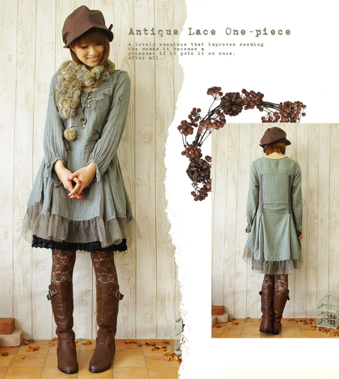 

Lolita Mori Girl Pleated Dress Lace Ruffles Vintage Gothic Dress UkraineVestido Tunique Hippie Boho Casual Novelty Mori Clothing