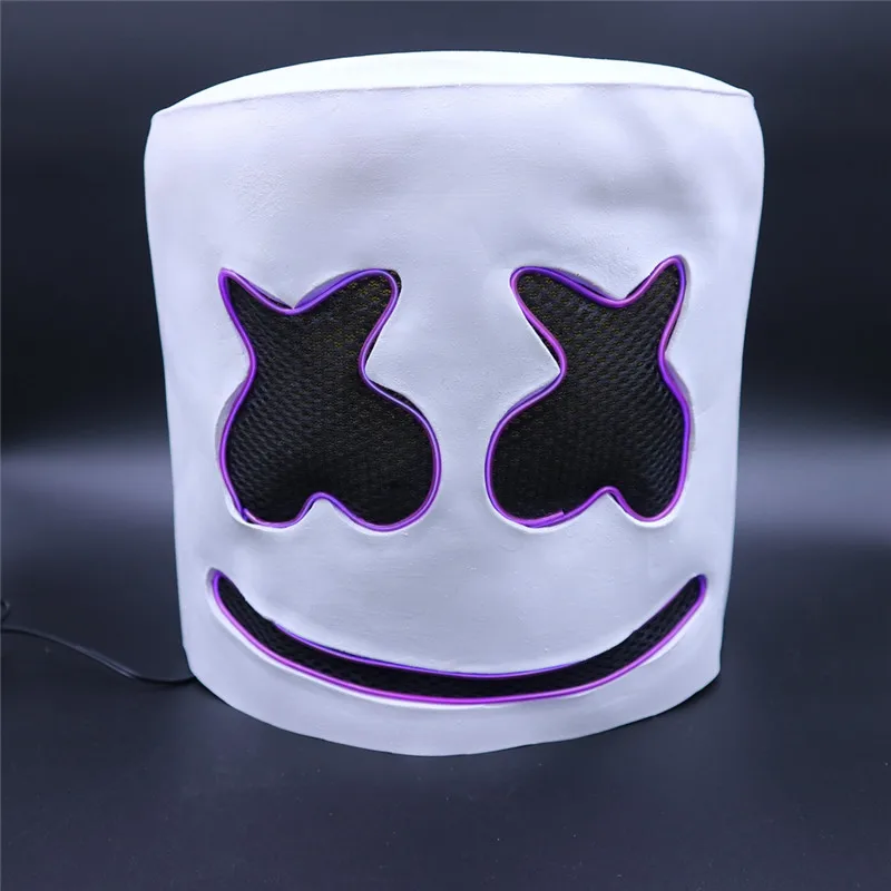 Dj Marshmello маска диджея полный голову Шлем Хэллоуин СВЕТОДИОДНЫЙ световой латексный костюм музыкальный диск концерт Хэллоуин маска для взрослых Для мужчин Для женщин