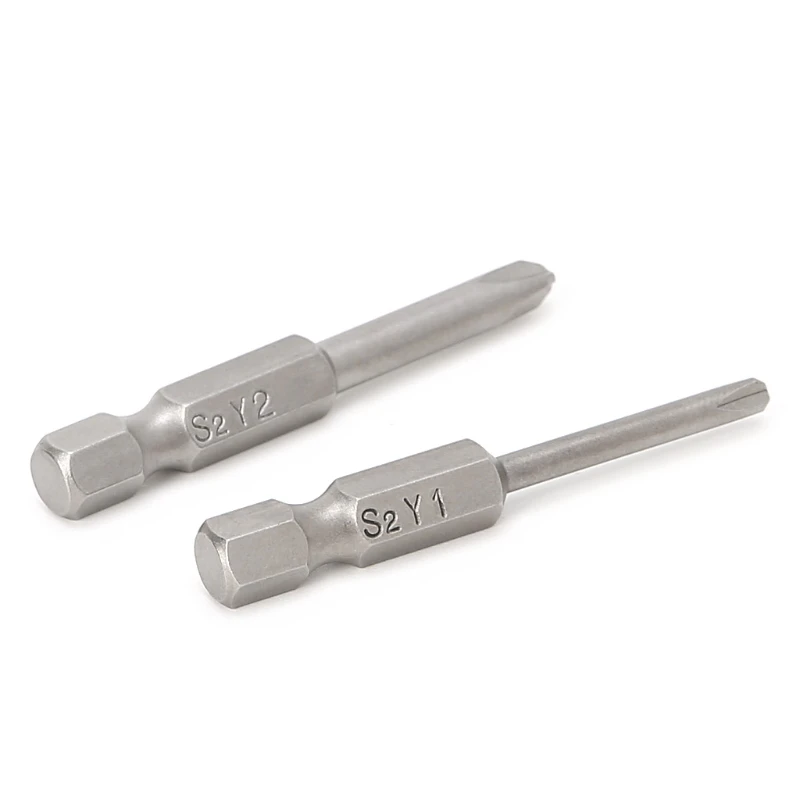 2Pcs/set 50mm 1/4'' Hex Shank Tri wing Y Tip Head Screwdriver