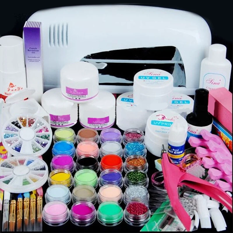 9w Uv Lamp Acrylic Nail Gel Manicure Set Nails Art Uv Gel Kits Sets