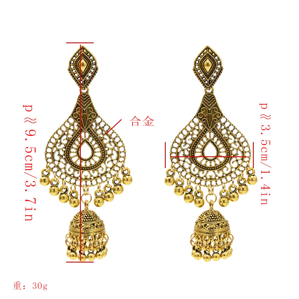 Индийские серьги Jhumka для женщин этнические цветные колокольчики с бахромой