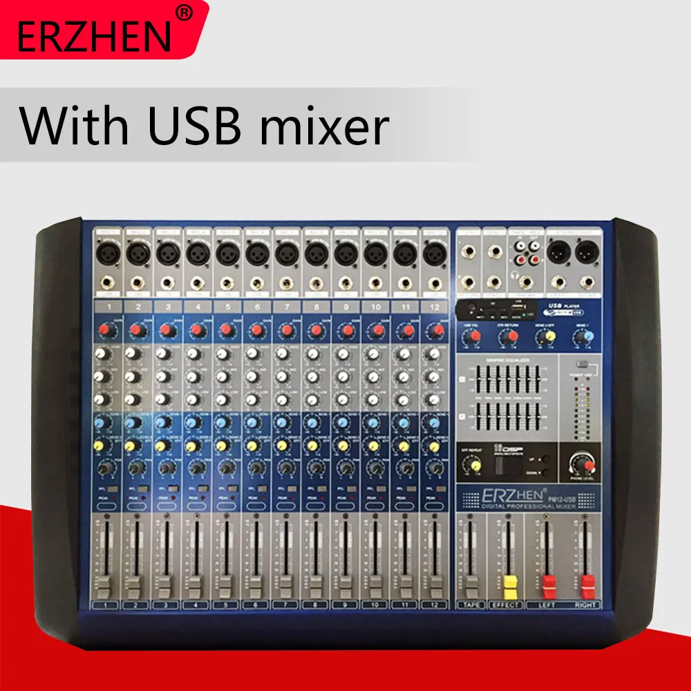 

Audio Mixer Console W8000G12 Built-in amplifier Professional Mixer Audio Amplifier Sound Processor 8 Channel USB