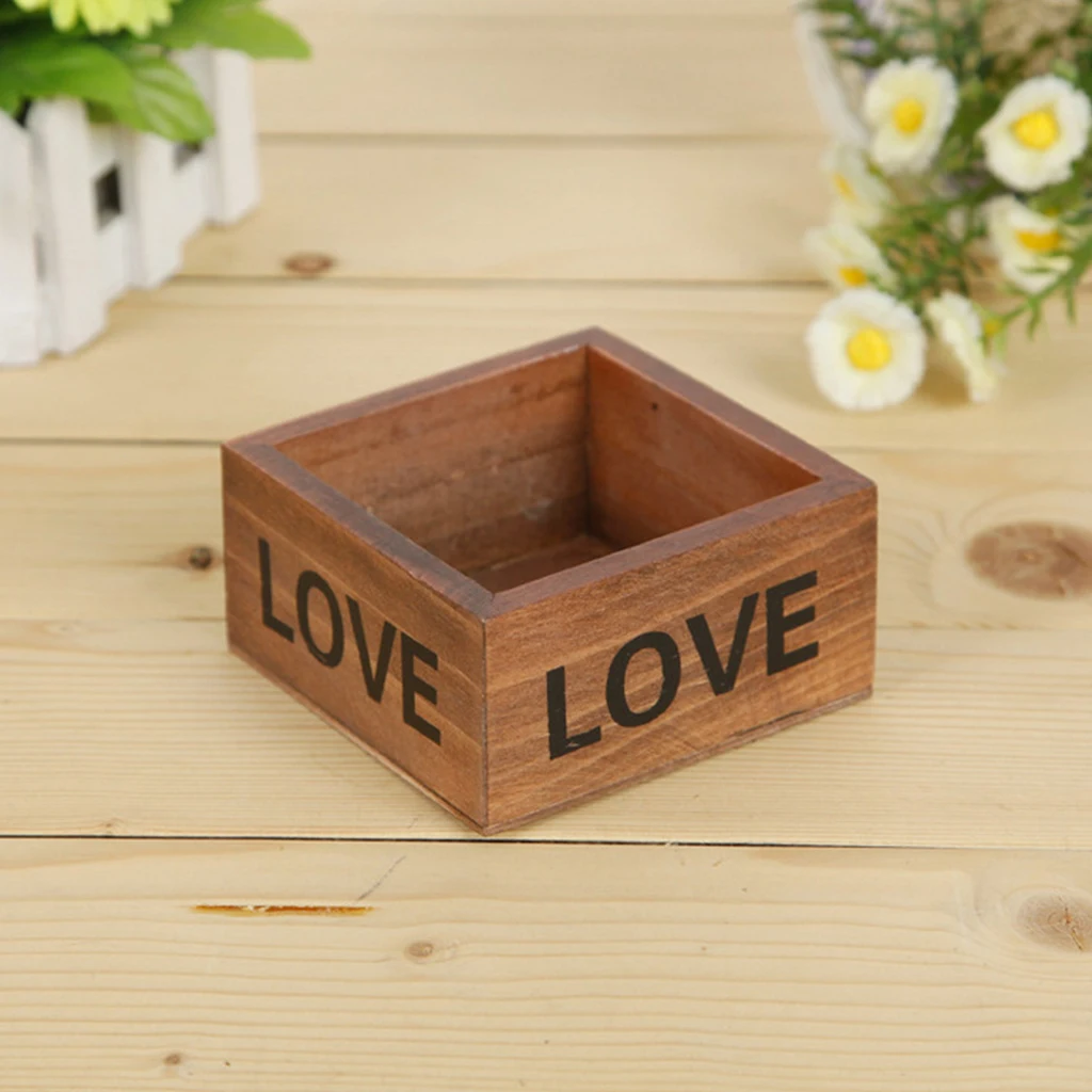 

New decorative flower vase Rectangle box wood flowerpot decorative palm bonsai landscape artificial fleshiness Cactus plant