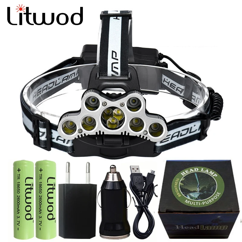 Litwod Z20 супер яркий usb Перезаряжаемый светодиодный налобный фонарь 9 XML T6 головная