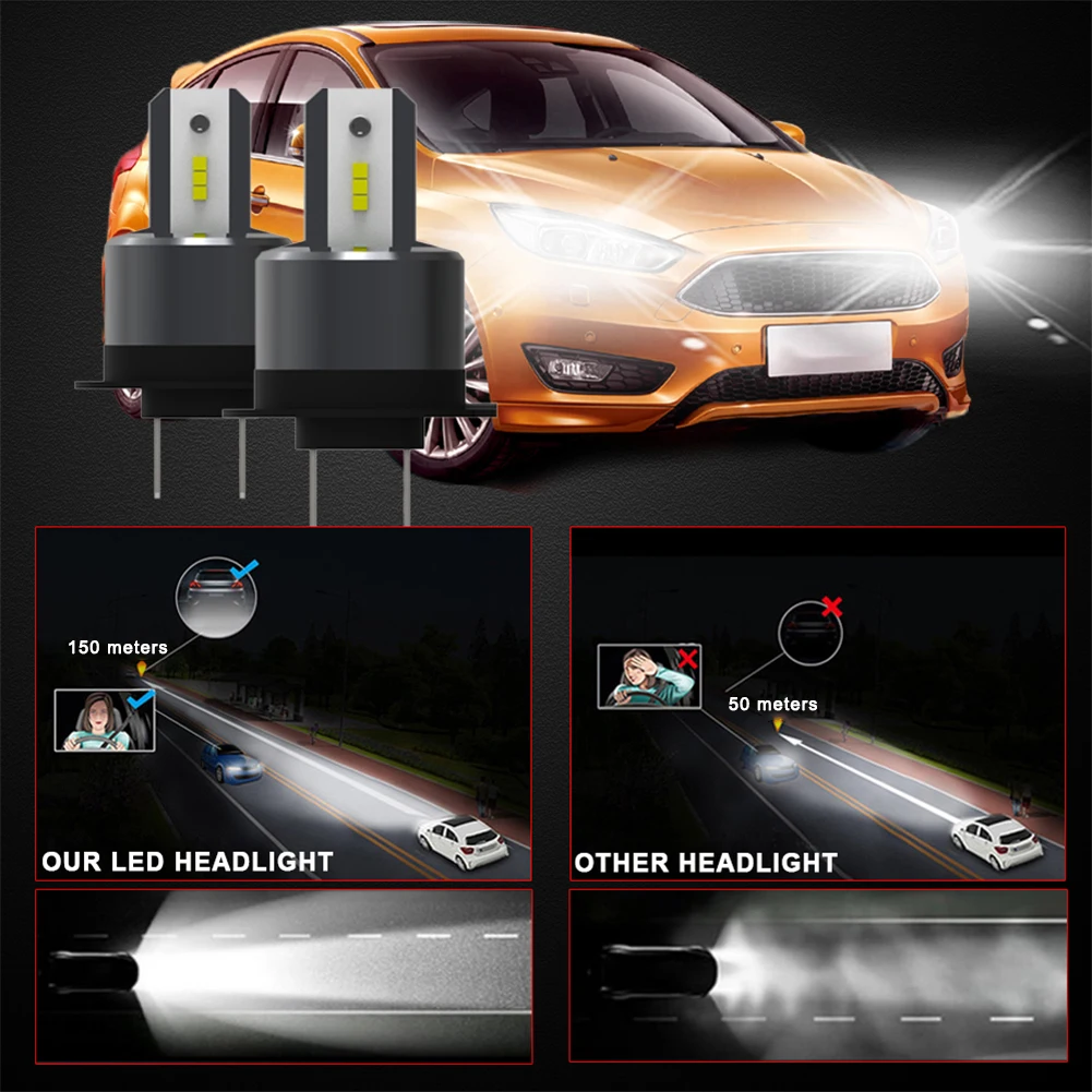 2 шт. H7 55 Вт 6000K светодиодный светильник s лампа автоматический светильник водонепроницаемый безопасный энергосберегающий головной светильник для Ford Focus Автомобильный Стайлинг