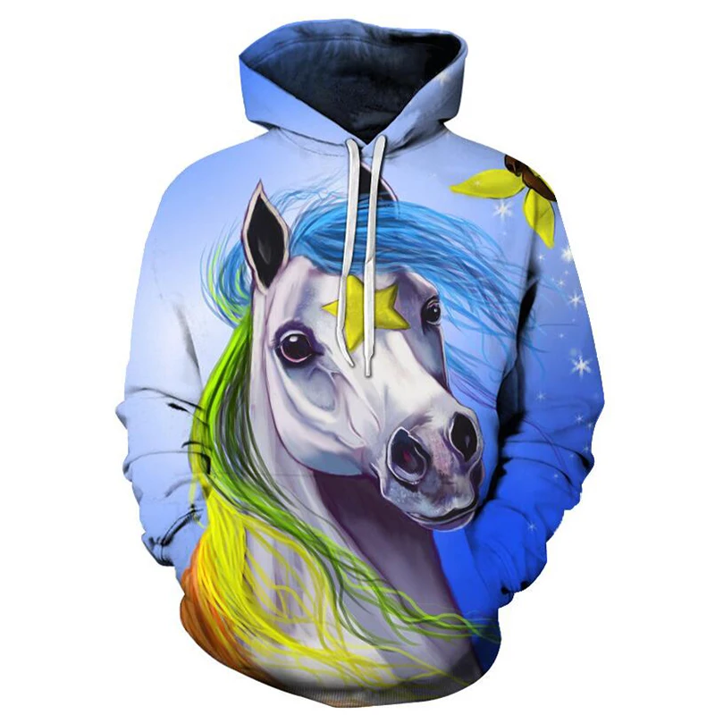 Cloudstyle Horse Hoodies Long Sleeve Hoody 3D Printing Pullover Funny ...