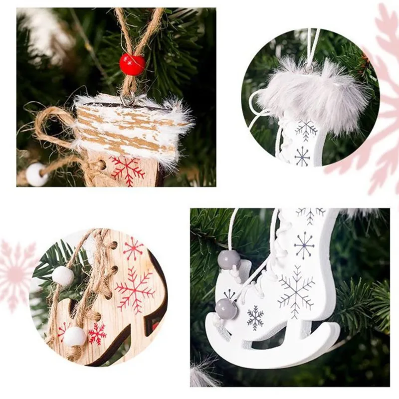 3 шт Ледовые коньки, обувь, подвесные украшения, кулон, деревянные поделки, сделай сам, безделушки, год, рождественская елка, украшение для дома Navidad