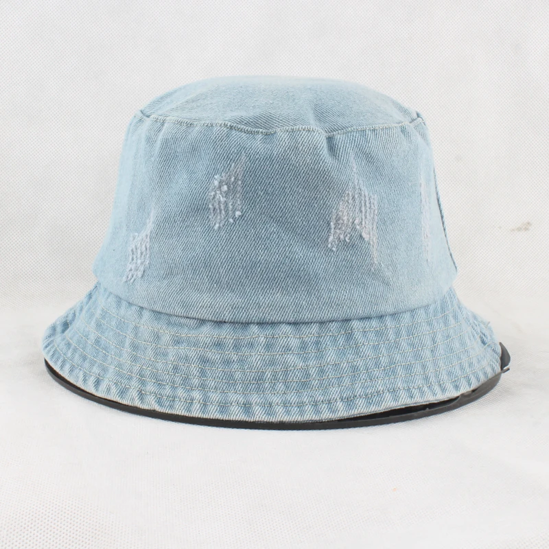Летняя джинсовая шляпа-ведро с эффектом потертости, женская модная кепка от солнца, мужские шляпы для рыбалки, хлопковая складная шляпа