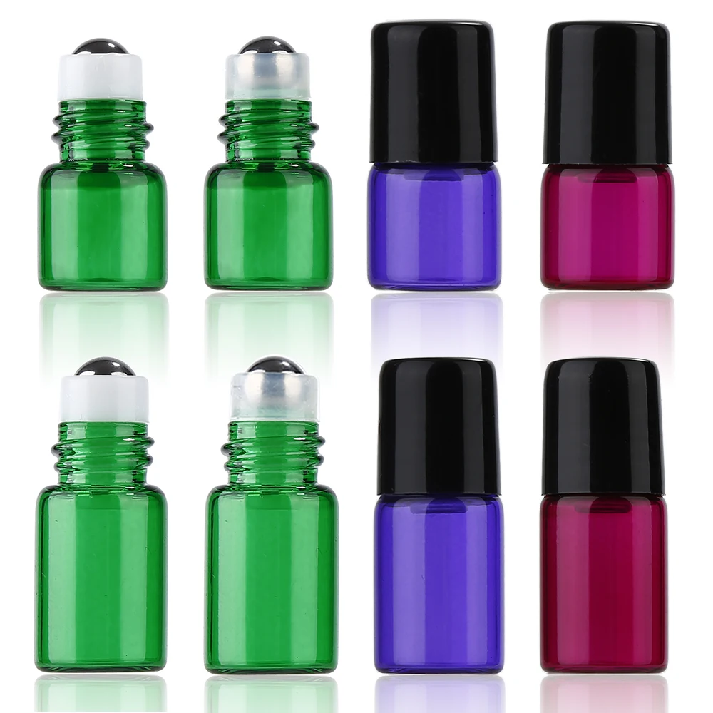 

1ml/2ml Portable Empty Refillable Glass Container Roll on Bottle With Plastic Cap for Essential Oil Perfume Fragrance in Travel