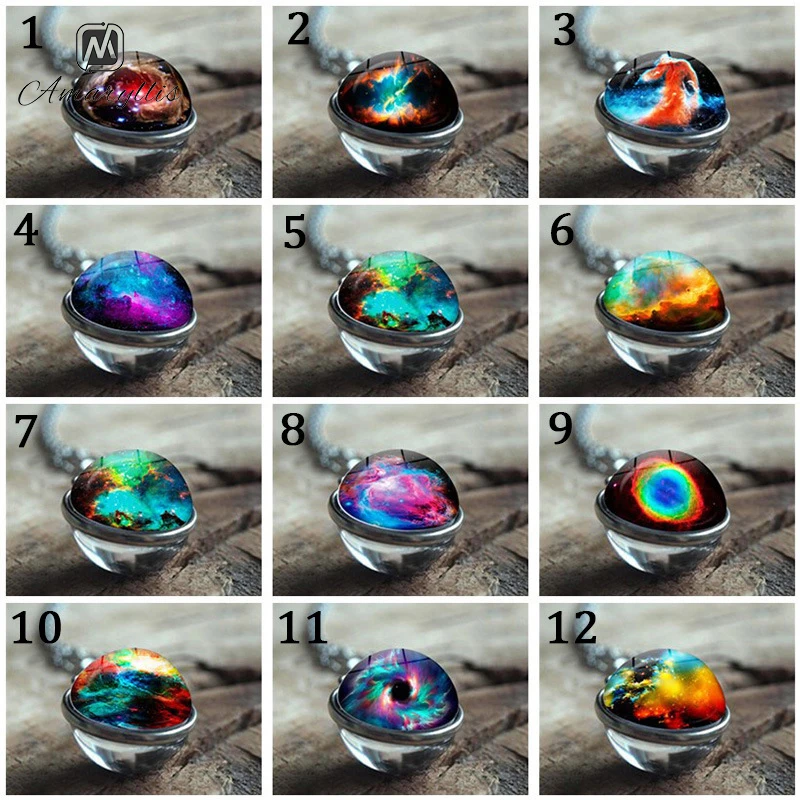 

Amaiylls Vintage Universe Galaxy Nebula Time Choker Necklace For Women&Men Multi Style Round Glass Ball Pendant Necklace Collier
