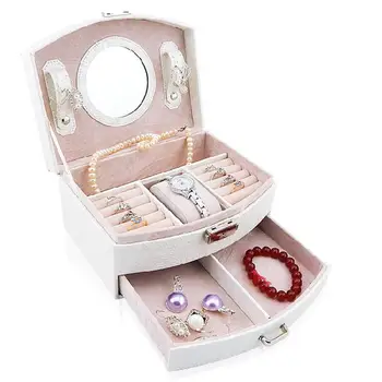 

Double-layer PU Leather Packaging Casket Storage Box Watch Jewelry Display Box Lockable Jewelry Storage Organizer