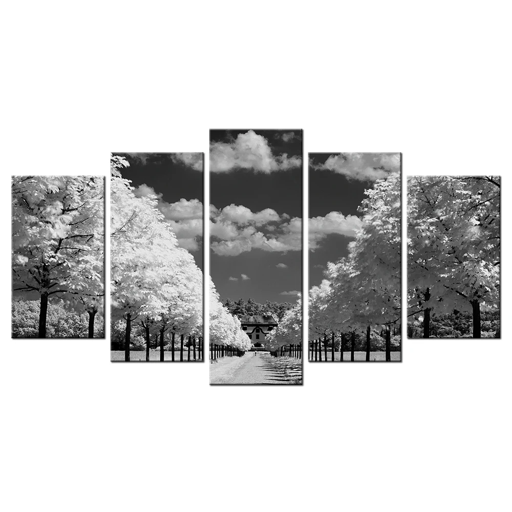Black and White Landscape Painting Extended Road HD Picture Canvas Wall