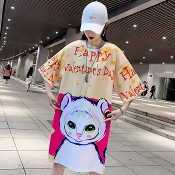 

Maternity wear 2019 new summer print mesh T-shirt female long section quick-drying ice silk Korean fashion pregnancy skirt