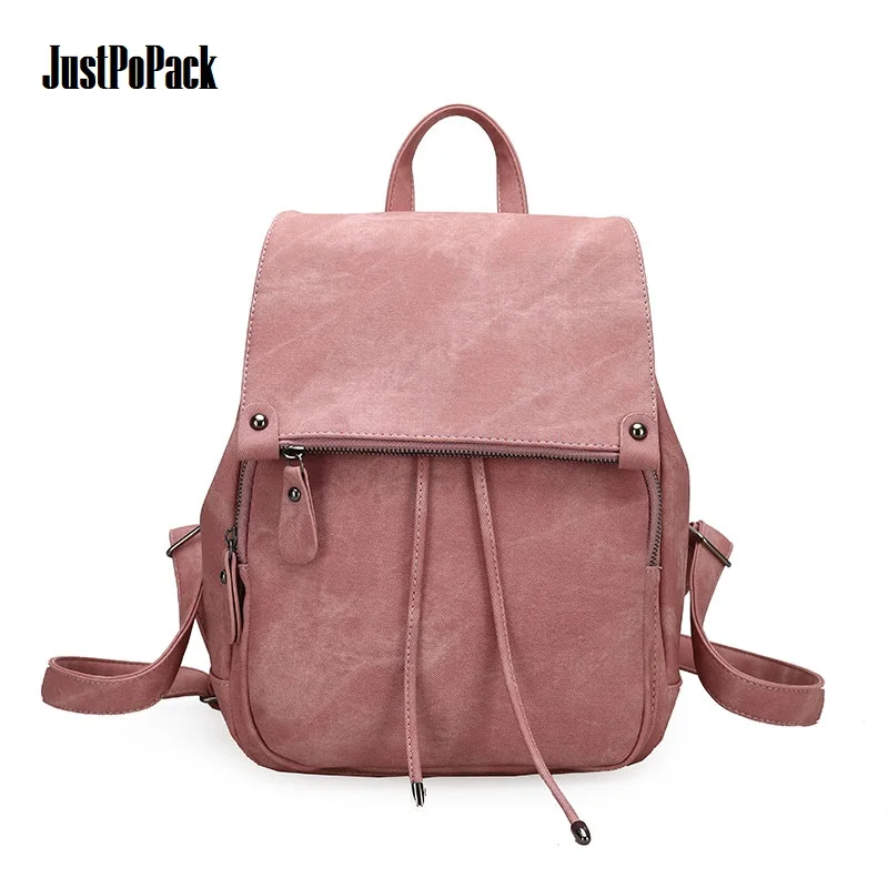 

Preppy style Small Backpack for Women Teenage girl Anti-theft Travel Knapsack Drawstring School Bag Washed Leisure Black Pink