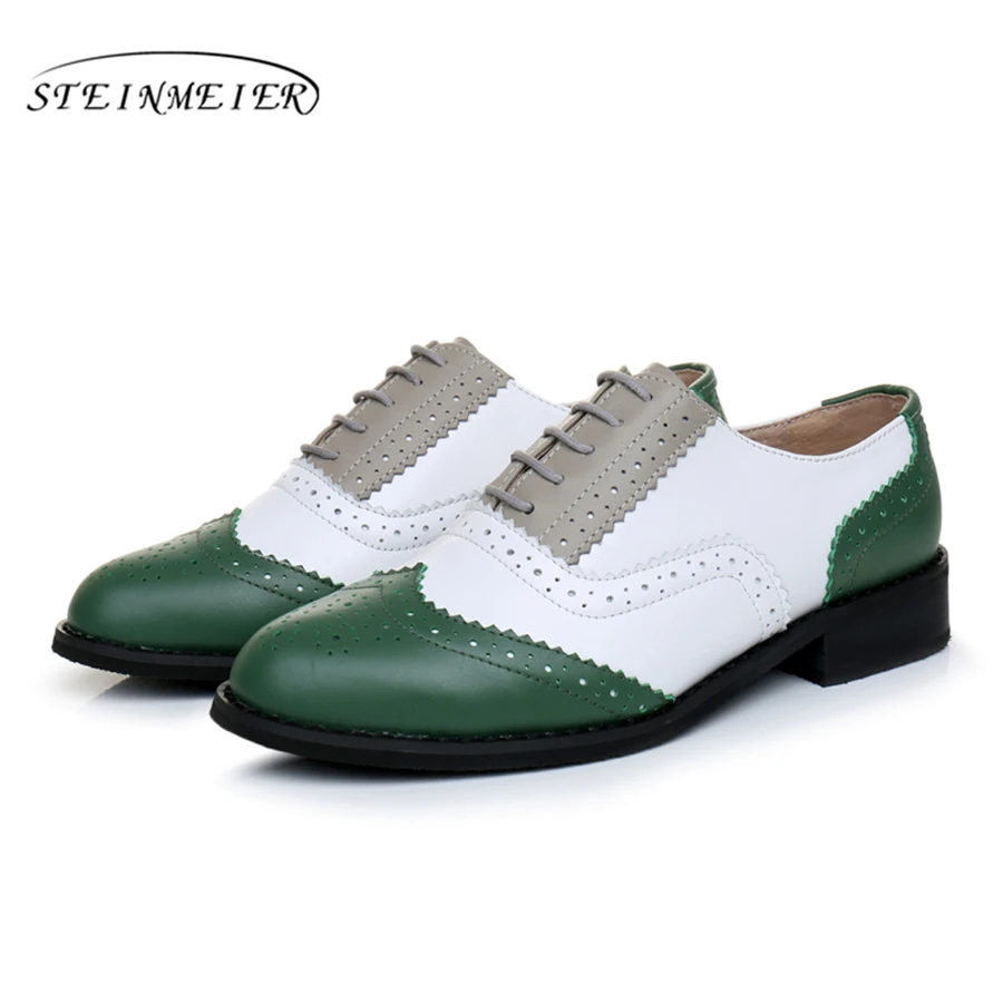 Weiß Grau Dame Wohnungen green green Grey Für Frauen White Handgemachte Brown Designer green Leder Grey Fur Schuhe Frühling Brogue Kuh Casual 2019 Grün Vintage Green green Colors Oxford White Echtes Red other Fur Brown c0w6PqZFx