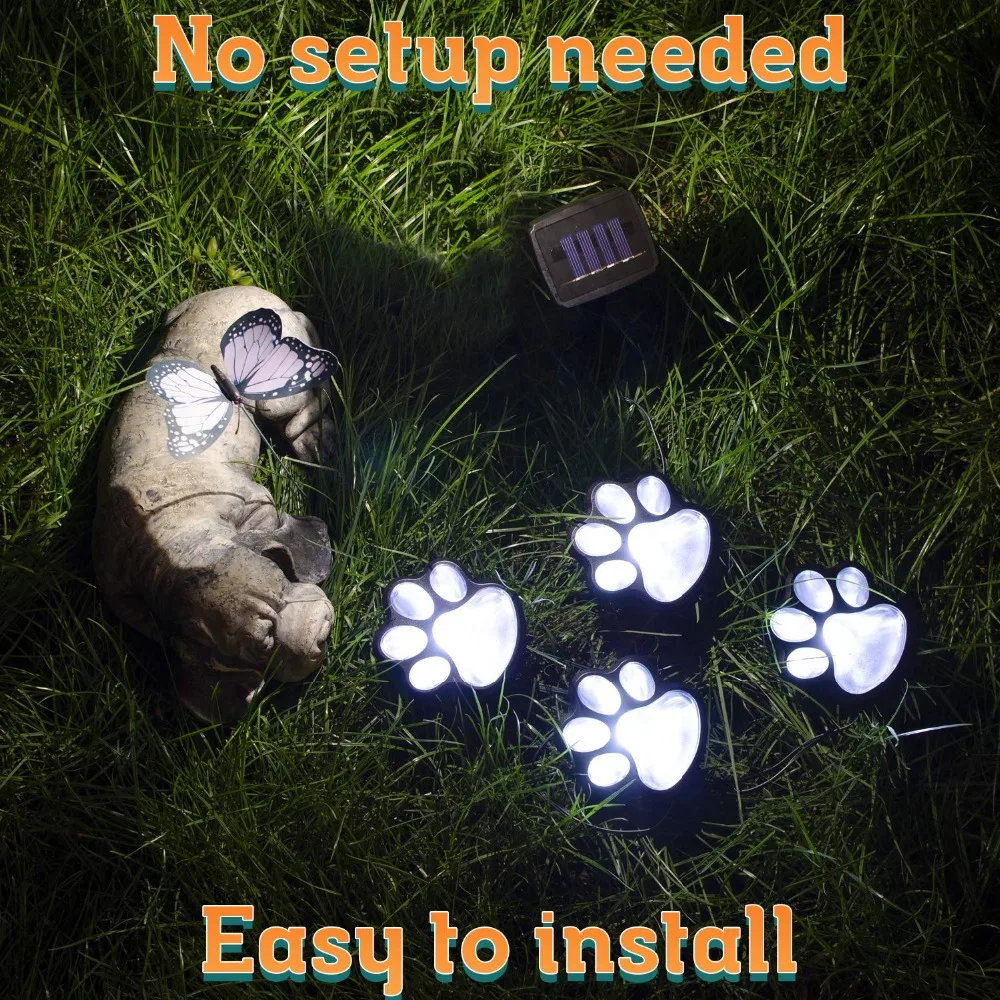 4 Солнечный Кот в форме лапки животного светодиодные солнечные лампы сад на открытом воздухе фонарь светодиодный путь декоративное освещение лапки лампа