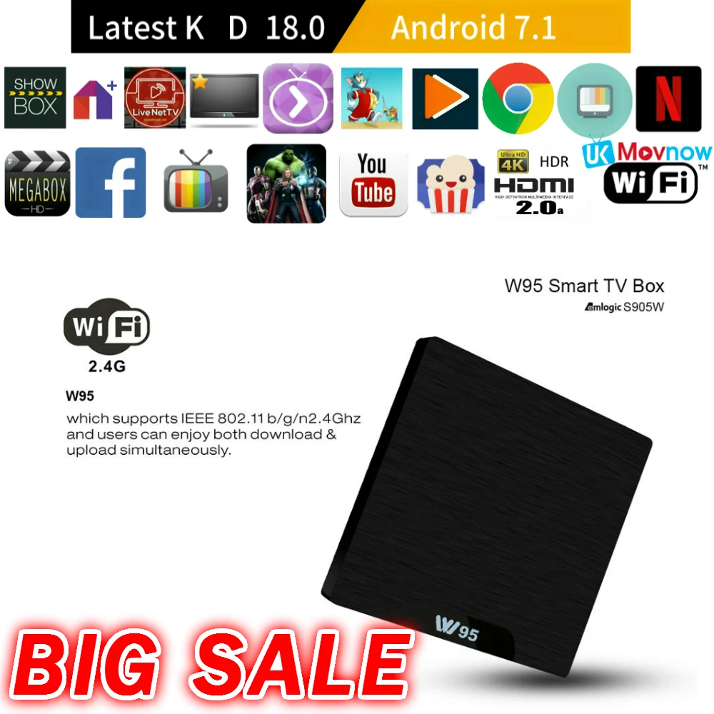 T ТВ коробка W95 Android BOX 7 1 Amlogic S905W 4 ядра последнюю версию приложения ГБ/2 ГБ 8 ГБ/16 Wi Fi K