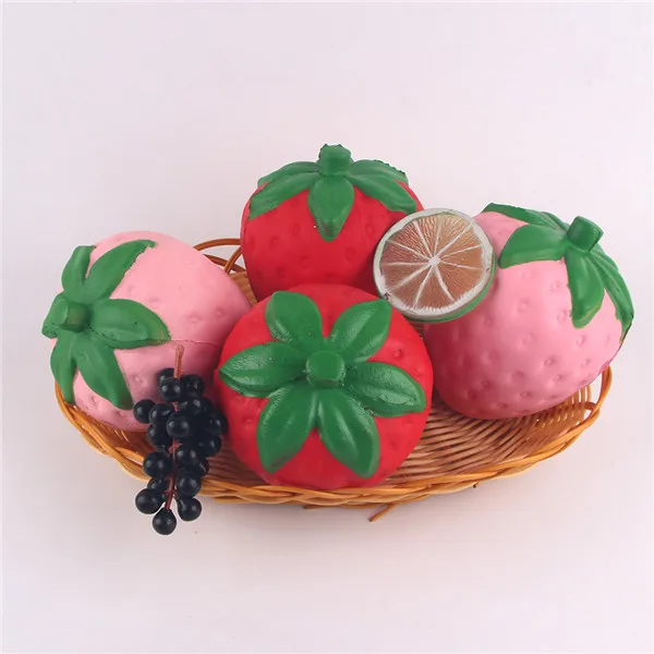 Big Jumbo Juicy Squishy Strawberry Fake Artificial Food Fruit Memory Foam Venting toys - 5