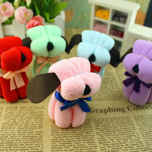 Cute Dog Cake Shape Towel Soft Breathable Cotton Washcloth Wedding Gifts Present Home& Garden