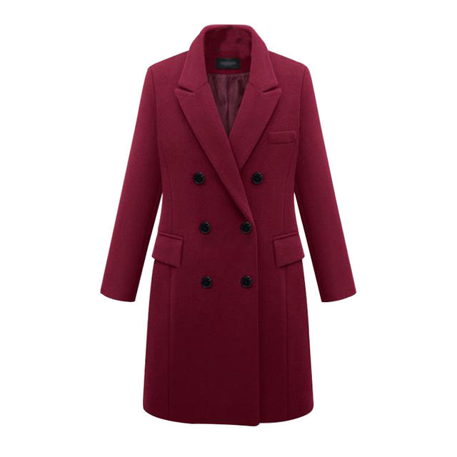 FREE SHIPPING !! Winter Wool Blends Female Pockets Long Coat JKP1020 ...