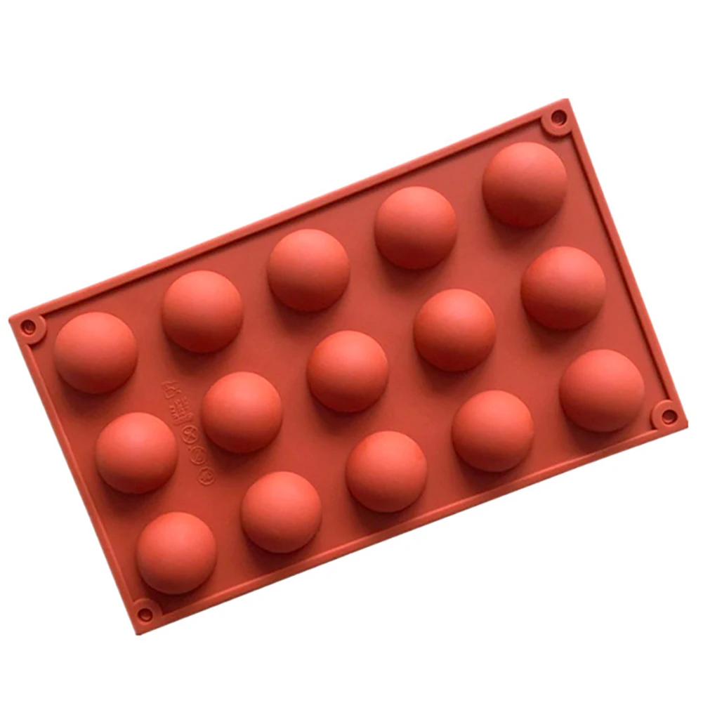 15 Cavities Small Semicircle Mold Creative Silicone Baking Tool Multi Usage Cake Case Mould For Jelly Chocolate (Brick Red) Colo | Дом и сад