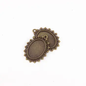 

5pcs 18*25mm Antique Plated Oval Necklace Pendant Setting Cabochon Cameo Base Tray Bezel Blank Jewelry Findings&components