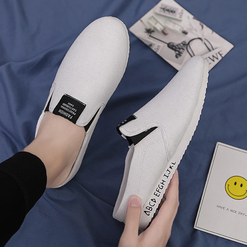 

Men Half Tray Outdoor Canvas Shoes Breathable Slip On Flat Loafers Lazy Shoe Big Size 39-44 Zapatos Hombre