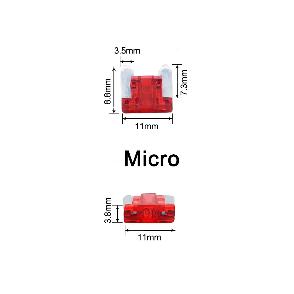 50 шт./лот мини Размеры микро Авто лезвие предохранителя 5A 7.5A 10A 15A 20A 25A 30A