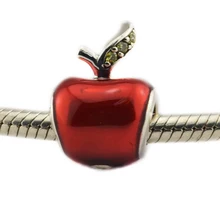DIY Подходит Пандора шармы браслеты яблоко Белоснежки бусины с красной эмалью Серебро 925 пробы-ювелирные изделия