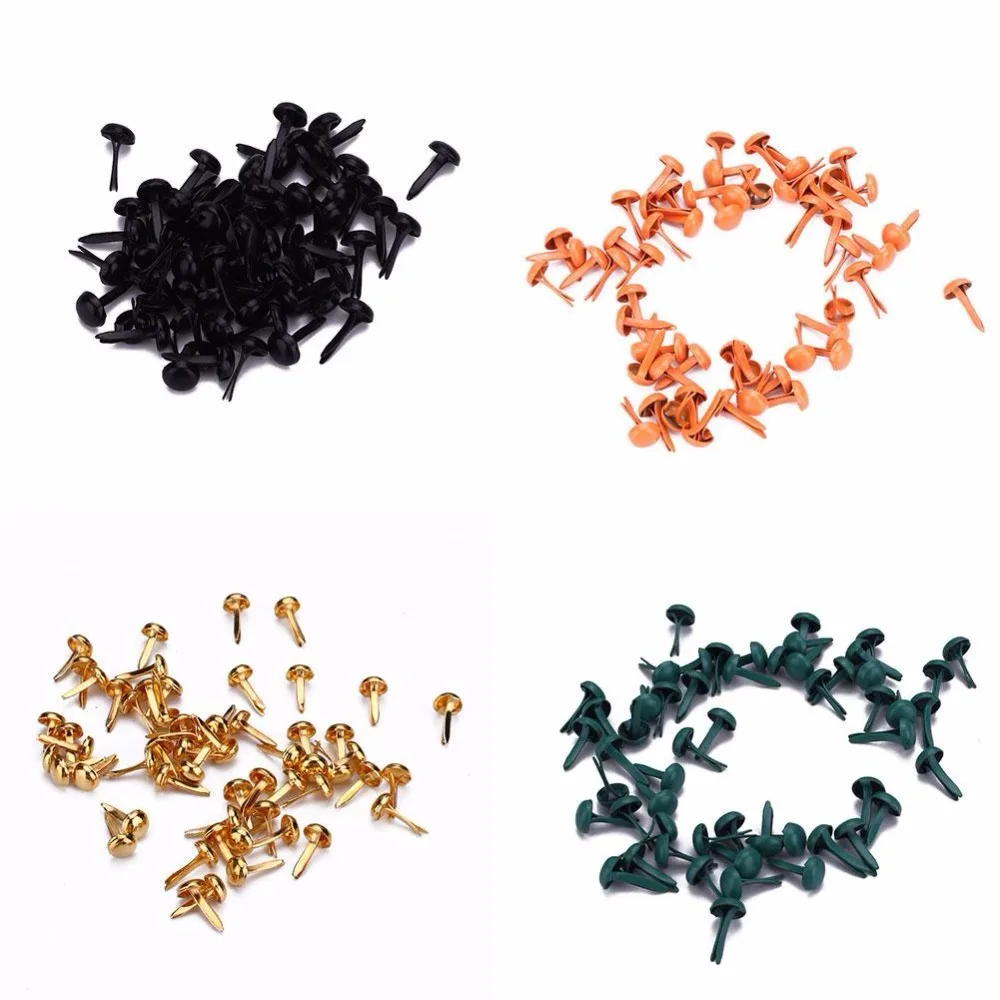 

50PCS Feet Decorated Nails DIY Metal Round Decorative Nails Rotating Buttons Brads Gift Accessories Painting 8 Colors