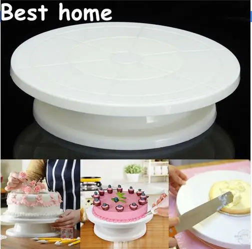 

2018 new Food Grade Plastic Material Cake Decorating Turntable Rotating Revolving Icing Kitchen Display Stand 28cm Baking Tools