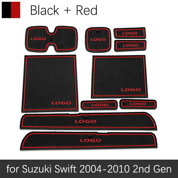 Противоскользящие резиновые ворота слот чашки коврик для Suzuki SX4 S-Cross Swift Ciaz Vitara S кросс-аксессуары стикер - Название цвета: Red Swift 04-10