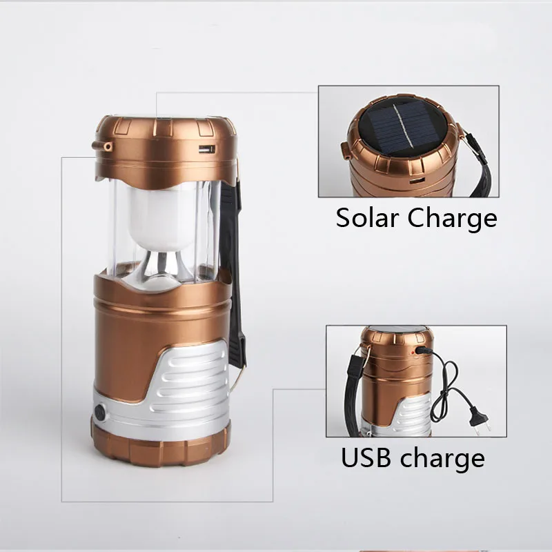 Супер мощный Солнечный и USB флэш-светильник, наружный портативный походный светильник, черный и коричневый перезаряжаемый светильник-вспышка