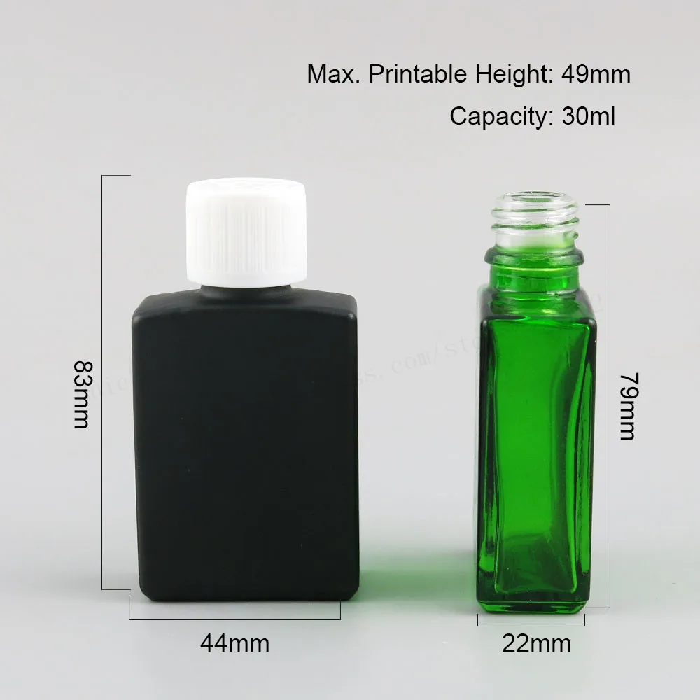 200x30 мл 1 унц. плоский квадрат черный белый прозрачный красный синий зеленый стеклянная бутылка с белый черный недоступном для детей шапка и