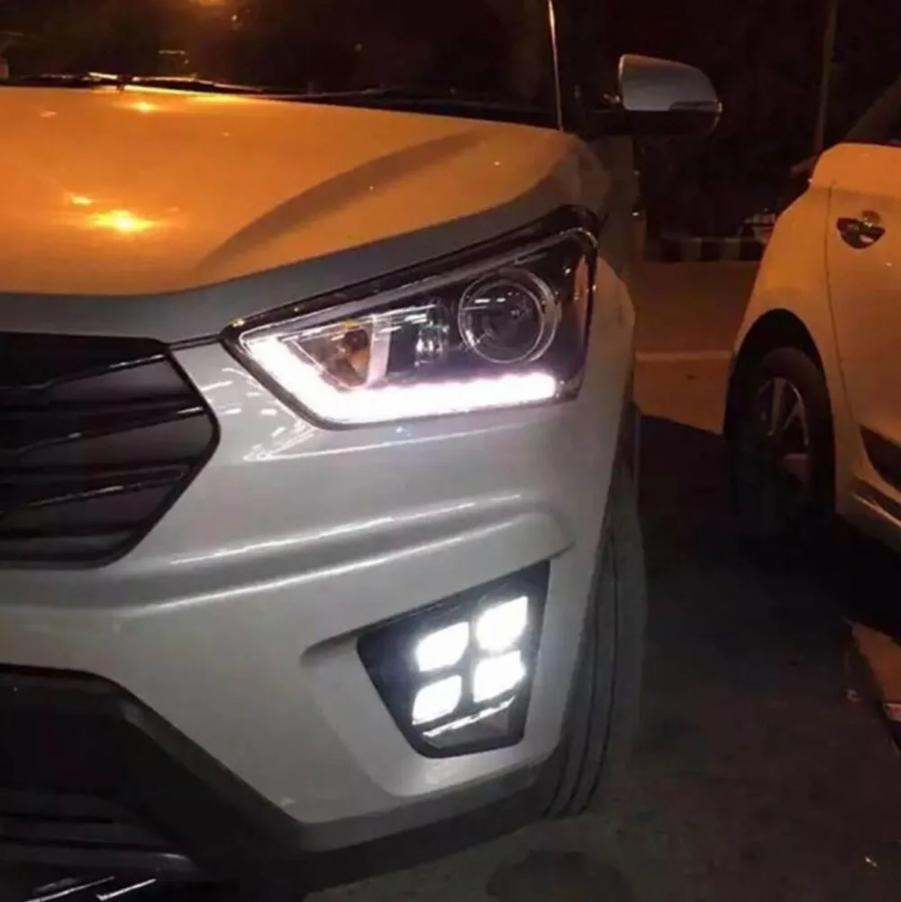 Птф хендай крета. ПТФ led Hyundai Creta. Creta 2016 светодиодные ДХО. Дневные ходовые огни Hyundai Creta. ДХО Хендай Крета.