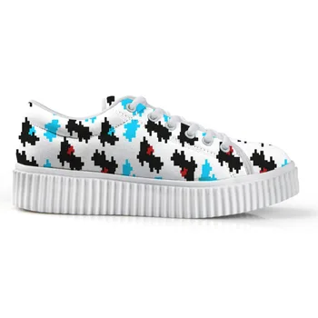 

Classic Women Teeth Nurse Pattern Flat Shoes Casual Breathable Lace-up Pink Creepers Platform Shoes Ladies Girls Flats