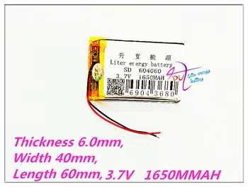 

Liter energy 3.7V lithium polymer battery 604060 064060 1650mAh GPS card mobile phone