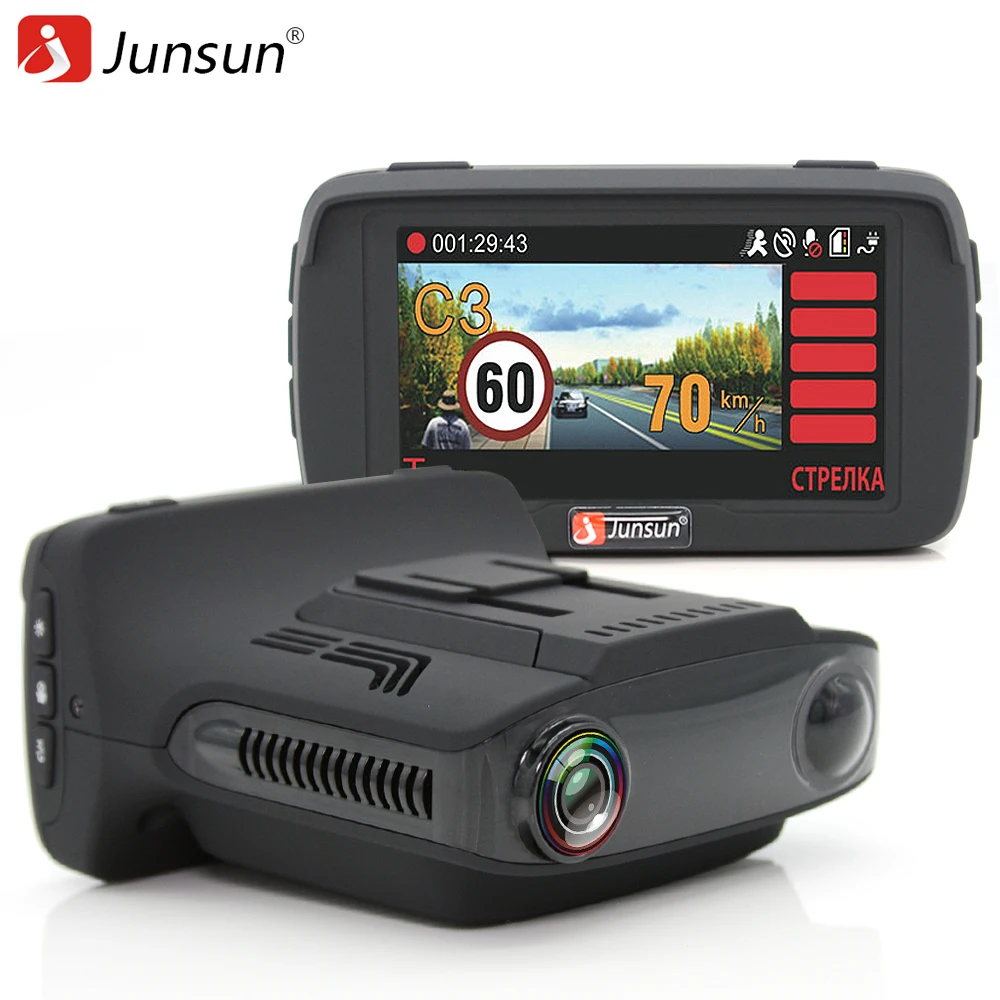 Junsun 3 in 1 Dash cam Ambarella A7LA50 Car Radar DVR Camera 1296P GPS for Russian Speed Anti Radar Detector Video Car Recorder