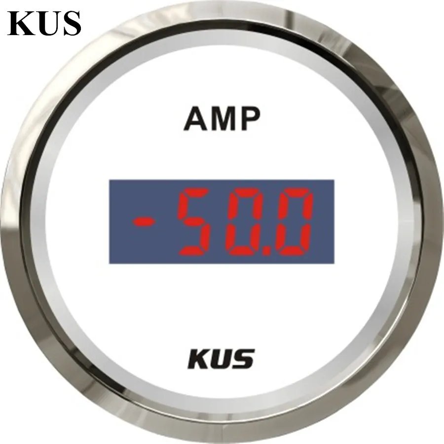 KUS 52 мм амперметр/Цифровой Амперметр+/- 50A с ампером/током датчика белого лица для Универсальный автомобильный ремень яхты лодки