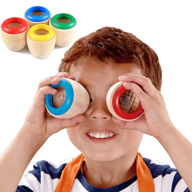 Children Kid Baby Wooden Magical Kaleidoscope Educational Magic Mirror Polygonal M09 1