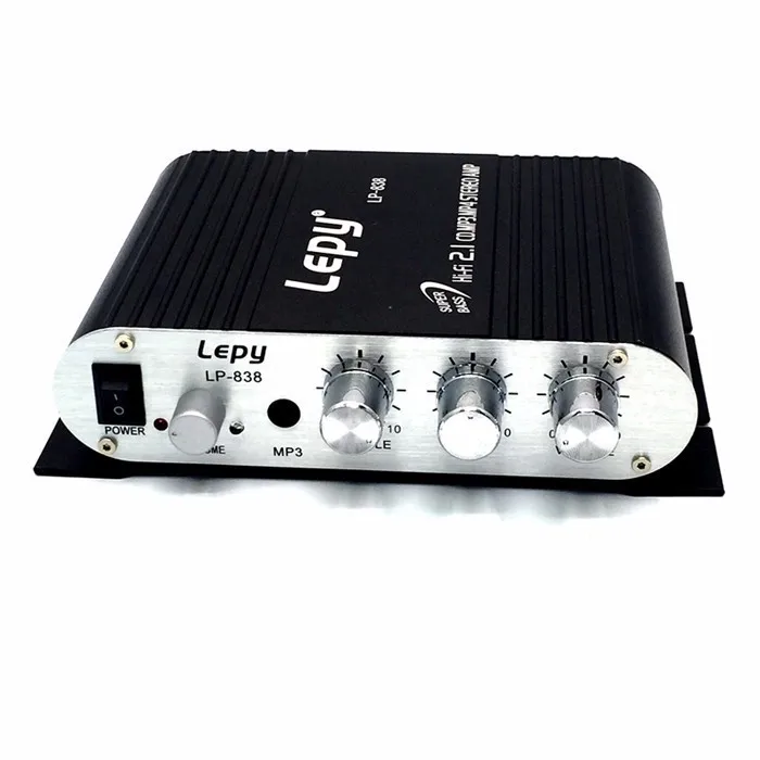 Wholesale 100% Original Brand Lepy Lp-838 2.1 3 Channel Stereo Mini Computer Car Amplifier 3.5mm Headphone out Subwoofer Out keyboard amp