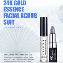 Отшелушивающий скраб+ 24 К золото фольга увлажняющая эссенция Уход за губами сыворотка ремонт уменьшить маска для губ тонкие линии увеличение увлажняющий