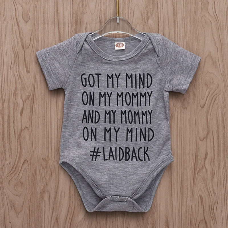 

Got My Mind On My Mommy Funny Letters Baby Tiny Cottons Grey Bodysuit Newborn Toddler Infants Baby Girl Boys Onesie Dropshipping