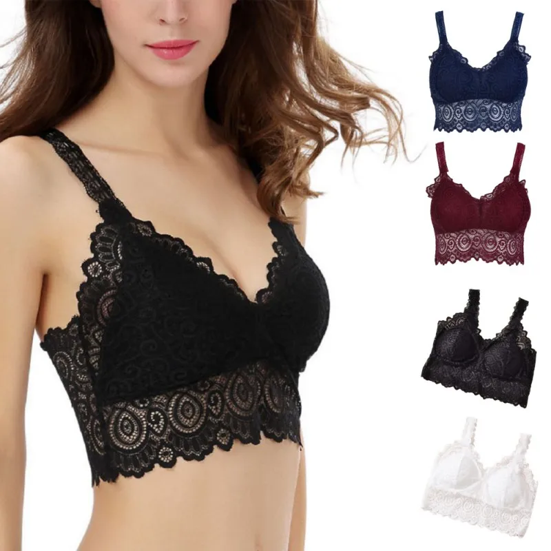 

Women Hollow Out Lace Nightclub Cami Bralette Crochet Lace Tube Top Gather Tanks Top